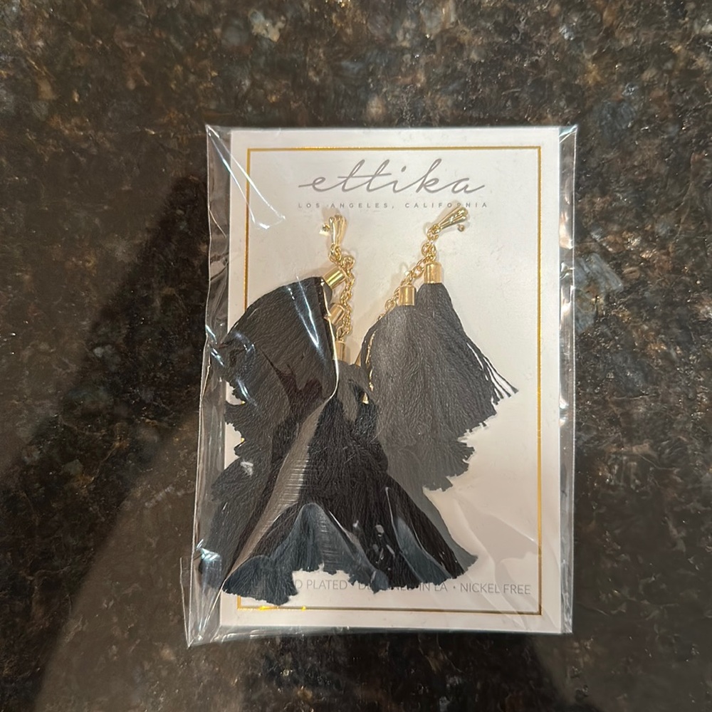 Black tassel earrings
